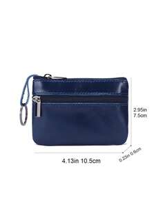Women's Stylish Mini Coin Pouch - Zipper Closure Key Ring Wallet For Daily Errands & Shopping - Navy - View 6