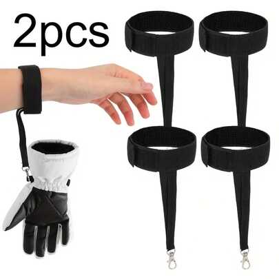 2pcs Ski Glove Safety Wrist Strap, Adjustable Glove Leash, Unisex Hanging Outdoor Glove Accessory With Keychain, Practical Accessory For Snowboarding, Mountaineering, Outdoor Activities, Essential Winter Skiing Gear