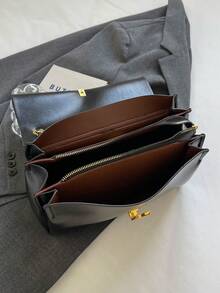 大容量手提包、简约腋下包、新款链条单肩斜挎通勤包 - 黑色 - 查看 6