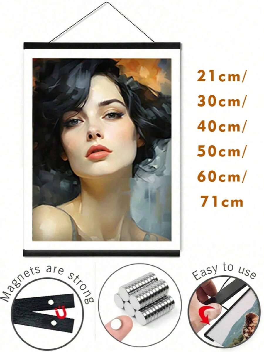 1pc Wooden Magnetic Picture Clip, Poster Clip, Magnetic Hanging Frame For Paintings, Canvas, Photos, Scroll Hangers - Multicolor - View 1