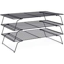 1/2/3Pcs Cooling Rack For Baking – Carbon Steel Wire Cookie Cooling Racks, Multi-Level Stackable Cookie Rack For Cakes, Pastries & Fruit – Collapsible & Dishwasher (Black) - Multicolor - View 13