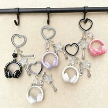 1pc New Stylish Keychain, Minimalist Style Music Headphone Keychain Pendant, Phone Case, Camera, Keychain Pendant - Multicolor - View 2
