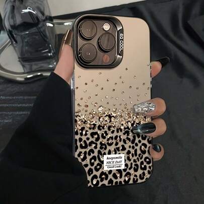 1pc 2026 New Year Diamond Leopard Print, IMD Laser Phone Case With Soft Edge And Hard Back, High Quality Suitable For Apple Models 17/17Pro/17Promax/16/16Plus/16Pro/16ProMax/15/15Plus/15ProMax/14/14Plus/14Pro/14ProMax, 13/13Pro/13ProMax, 12/12Pro/12ProMax, 11/11Pro Max