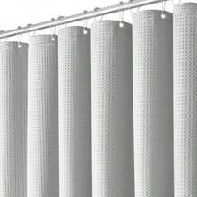 Cortina de Baño para Dunch 180 x 180 CM Cortina para Baño de Tela Impermeable y Antimoho con 12 Ganchos Cortina de Ducha de Tela Waffle les de Metal para Duchas de Baño y Bañeras Gris - Gris - Ver 1