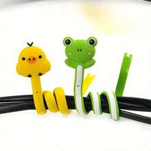 6pcs Cute Animal-Shaped Cable Organizers - Multifunctional Data & Charging Cord Winders - Black Plastic Wire Management System, Cable Holders, Travel Data Line Collectio