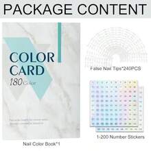 180 Nail Colors Book 240 Nail Tips 1 - 200 Number Labels, For Nail Polish Gel Nails Art Design, Salon Equipment, Sleek Design, Glossy Coating - Multicolor - View 6