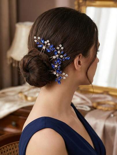 3件套水晶婚礼发饰套装，手工水钻新娘发夹，伴娘发饰