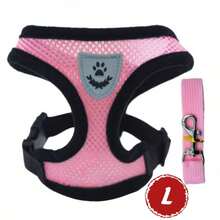 Pet Cat Dog Outdoor Leash Set, Includes Adjustable Harness, Reflective Safety Leash, And Collar, Made Of Soft Breathable Mesh Material - Pink - View 15