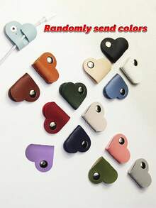 定制款 10 件装混色心形理线器，耳机线绕线器，PU 皮革理线器，男女通用礼品，多种颜色可选（颜色随机） - 彩色 - 查看 2