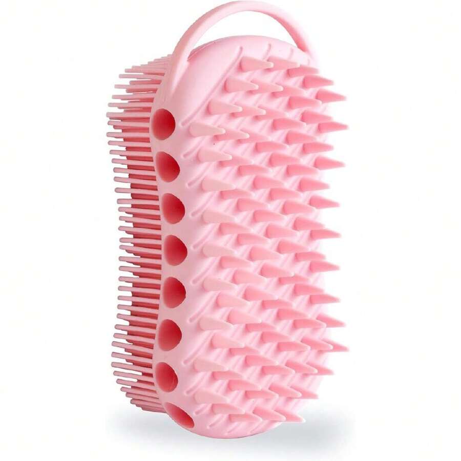 Double-Sided Exfoliating Silicone Bodcrubber, 2-In-1 Bath Scrubber, Shampoo Brush, Silicone Loofah For All Skin Types, Shower Bodcrubber, Easy To Clean, Lather Well (Pink),38470942 - 粉色 - 查看 1
