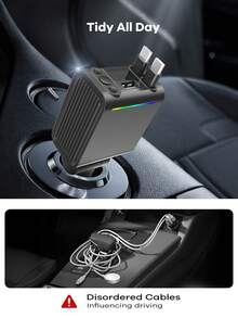 REMAX 藍牙 5.3 FM 發射器與車用充電器，附彩色氛圍燈，雙 74cm 可伸縮 USB-C 線，30W PD 快充，HD 麥克風免持通話，Type-C 充電器，iPhone 充電器，汽車配件，汽車用品，汽車必需品 - C88 - 查看 11
