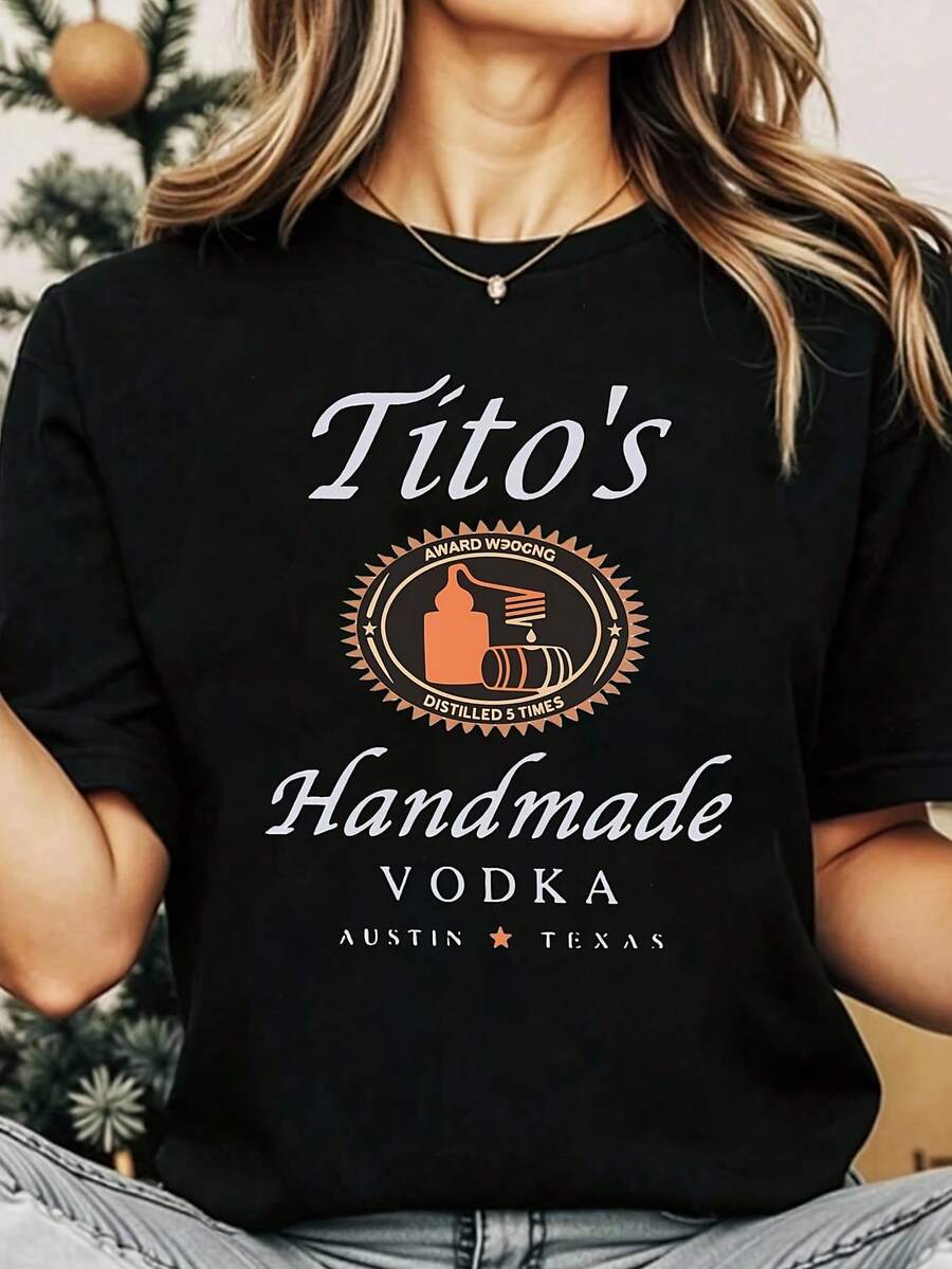 Titos Handmade Vodka Austin Texas Summer Short Sleeve T Shirt - 黑色 - 查看 1