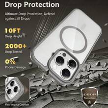 1pc Hadaasi Official Genuine Gray Magnetic Acrylic Hard Crystal Clear Anti-Yellowing Heat Dissipation Compatible With MagSafe Thick Anti-Drop Phone Case Compatible With Apple 17 Pro/17 Pro Max/Apple Air/17/16 Pro/16 Pro Max/16 Plus/16/16E/SE4/15 Pro/15 Pro Max/15 Plus/15/14 Pro/14 Pro Max/14 Plus/14/13 Pro/13 Pro Max/13/12 Pro/12 Pro Max/12/11 Pro Max/11/11 Pro - Grey - View 6