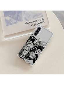 Classic Japanese Anime  Creative Black Cool Graffiti Phone Case Suitable For  Galaxy A56 A26 A36 A17 A07 A55 A35 A06 A05 A14 A24 A34 A54 A16 A05S A25 A15 A23 A33 A53 A73 A04E A04 A02 A22 A32 A52 A12 4G 5G Anti-Fall - 無色 - 查看 3