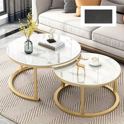 Nesting Coffee Tables Set Of 2 Round Stacking Sofa Side Tables For Living Room