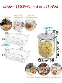 1个/套 可重复使用的密封塑料罐，配有可爱的熊形盖子，食品储存容器，适用于厨房收纳整理，非常适合存放零食、糖果、茶叶、坚果、谷物和咖啡豆，可用于冰箱储存，是厨房配件和备餐的理想之选。 - 無色 - 查看 15