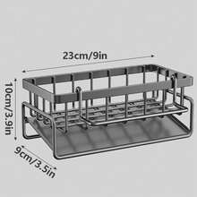 1 pieza Soporte para esponja de fregadero de cocina gris, 1 pieza Estante desmontable para utensilios de cocina con soporte para cepillo alto, Organizador de fregadero de cocina con divisor, Cesta de fregadero de acero inoxidable con estante para paños - Soporte para esponja de cocina a prueba de óxido - Gris Oscuro - Ver 7