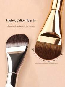 1pc New Tongue-Shaped Foundation Brush - Ultra-Thin Seamless Foundation - Flat Head Foundation Brush - Special Fan-Shaped Makeup Tool - Makeup Tool - Makeup Essential - Multicolor - View 4