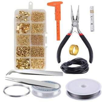 Kit de suministros para hacer joyas, herramientas y accesorios de reparación de joyas, alicates para joyas, piezas de joyería y cuerda de cuentas para adultos