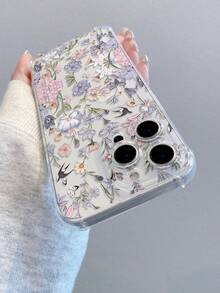 Flower 1pc Floral Pattern, Card Slot Transparent Shockproof TPU Phone Case, Can Be Used As Holiday Gift To Store Photos, Cards, Compatible With IPhone XS/XS Max/XR/11 12 13 14 15 16 Pro/Pro Max/14 15 16 Plus/17/17 Pro Max - Multicolor - View 4