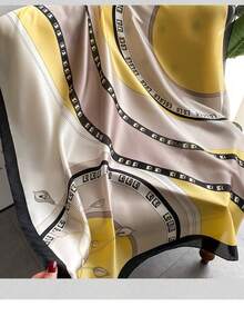 Spring Summer New Silk Feel Scarf For Women, Beach Sun Protection Shawl, Large Versatile Wrap, Elegant And Easy To Match - Yellow - View 3