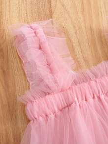 1 件年轻女孩可爱优雅公主蝴蝶装饰分层薄纱吊带 A 字裙，甜美，适合派对/正式场合、生日/节日/度假，适合所有季节