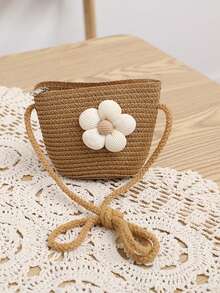 3pcs/Set Kids Summer Sun Hat, Bag & Sunglasses Set, Girls Beach Straw Hat, Woven Sun Hat - 3pcs - View 9