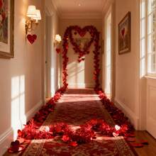 3 قطع كرمة قلب اصطناعية بطول 2 متر لعيد الحب - ديكور عطلة زهور مزيفة - إكليل شريط قلب أحمر معلق، مناسب للأعراس وحفلات الزفاف وعيد الحب والديكور DIY والخطوبة والذكرى السنوية والديكور المعلق وأحداث أخرى - الأحمر - مشاهدة 12