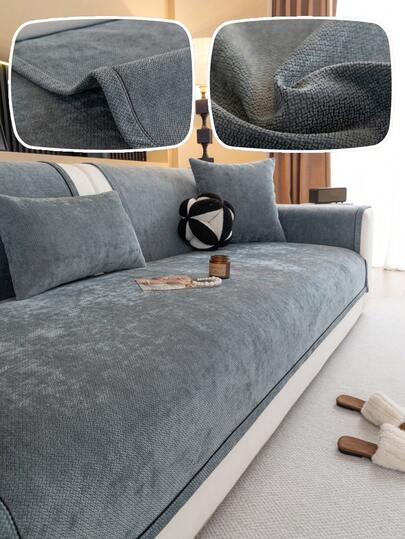 1pc Luxury Minimalist Sofa Cushion Cover, Fashionable Edged Sofa Seat Pad, Suitable For All Seasons, Anti-Slip, Anti-Dust, Anti-Scratch, Protects Sofa, Decorative For Living Room, Bedroom, Study, Office, 1-4 Seater Sofa, L-Shaped Sofa, Bohemian Style