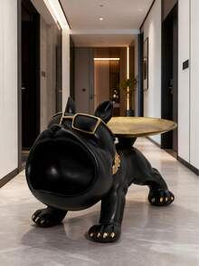 1pc Creative French Bulldog Decorative Figurine With Tray, Suitable For Living Room Decor, Creative Storage, Bedroom Decor, Office High-End Decor, Storage, Can Be Given As Anniversary Or Birthday Gift To Friends And Family - Multicolor - View 6
