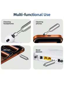 2-In-1 Earphone Cleaning Brush/SIM Card Tray Ejector Tool/Eject Pin (With Keychain)