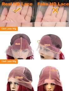 99j Burgundy 13x4 Deep Wave Lace Front Wigs Human Hair HD Transparent Lace Front Wigs Human Hair For Women 200% Density Pre Plucked Wet And Wavy Red Colored Deep Curly Lace Frontal Wig - S99J - View 10