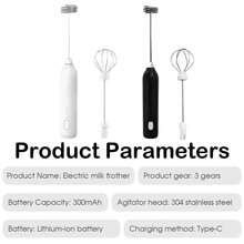 Handheld Electric Milk Frother, Portable USB Rechargeable 3-Speed Milk Foamer, Drink Mixer For Matcha, Cappuccino, Eggs - Other - View 10
