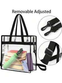 Túi xách đi biển cỡ lớn, trong suốt, kiểu dáng tối giản, túi đeo vai dành cho nữ. - Trong sáng - Xem 5