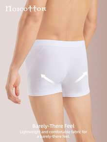 2pcs Norcotton Men's White Boxer Briefs, 100% Cotton - White - View 2