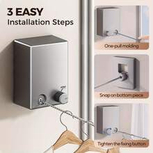 Retractable Clothesline, Stainless Steel Drying Rope, Suitable For Indoor And Outdoor Use, Towel Drying Rope, Wall-Mounted, Adjustable Length, High Load-Bearing Capacity, Indoor No-Drill Clothesline, Suitable For Bathroom, Balcony And Other Invisible Drying Scenarios, Bathroom Retractable Steel Wire Clothesline - Multicolor - View 11