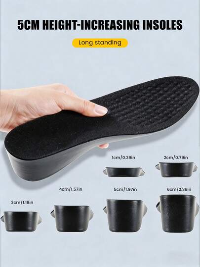 1 Pair Unisex Non-Slip, Non-Sagging Height Increasing Insoles, Suitable For Elegant Women's Shoes, Boots, Mid-Top Shoes And Other Footwear Accessories
