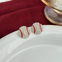2 Pc Baseball Element Bow Heart Long Tassel Earrings Red Striped Creative Design Fashion Sports Jewelry For Women - E2079-2/Baseball Earrings - View 9