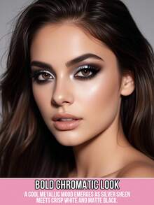 MISSLYN- UP Eyeshadow Palette, 3-Color Eyeshadow Set, Multi-Purpose, Long-Lasting, High Pigmentation, With Mirror, Includes Matte, Shimmer And Glitter Eyeshadows, Smooth Texture - #01 Midnight Chic - View 2