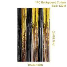 1件/2件装黑色金箔流苏帘，金属丝帘，拍照背景，新年生日圣诞节毕业退休派对装饰，圣诞节 - 黑金 - 查看 4