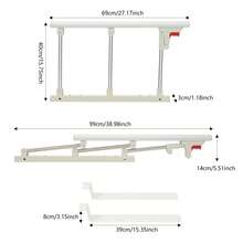 Aohuada 3-Section Bed Rail, Silver Adjustable Bed Handrail For Elderly & Seniors - Easy To Clean Smooth Surface Safety Rail, Bed Assist Handle For Getting In/Out Of Bed, Fall Prevention Mobility Aid - Silver+White - 查看 2