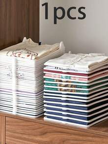 1/3/5/8/10/15pcs Stackable Plastic Clothing Storage Rack With Lid - Foldable, Space-Saving Shirt And Pants Organizer Rack, Convenient Design, Ideal For Home Closet Organization, Slouchy Person Creative Wardrobe Folding Shirt Anti-Wrinkle Portable Rack - Multicolor - View 18