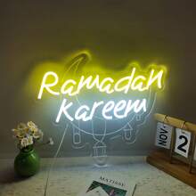 1 Peça Sinal de Néon LED Multicolorido do Ramadã, Luz Decorativa de Parede Operada por USB para Casa, Quarto, Sala de Estar, Cozinha, Loja, Restaurante, Decoração Ideal para o Festival do Ramadã e Presente de Feriado - Multicolorido - Visão 1