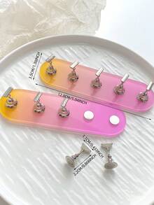 Set de decoración de uñas con base ovalada de resina acrílica en degradado de color, macaron dorado y bolas de cristal de acero multicolor. Herramientas y accesorios de arte de uñas minimalista de moda en estilo retro coreano con láser.