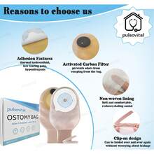 20PCS Bolsa de Ostomía Pulsovital| Bolsa Abierta Desechable | Protección de Piel + Durabilidad | No Pirógena + No Tóxica - Gris Claro - Ver 4