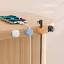 1pc,Rotatable Cable Organizer That Can Rotate 360°. Available In Black, White, Orange And Blue, This Adhesive-Type Organizer Can Be Stuck To Desktops Or Walls For Cable Management.