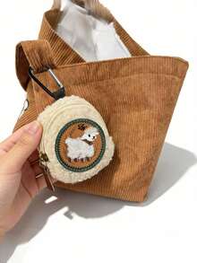 Móc khóa hình chú cừu nhồi bông dễ thương, hộp đựng tai nghe mini, túi đựng đồ di động, phụ kiện túi xách cho cặp đôi và bạn thân. - trắng - Xem 2