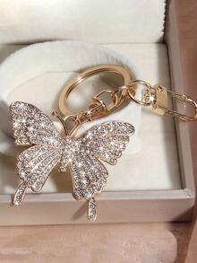 1枚镶满水钻的蝴蝶胸针，优雅可爱，休闲百搭，锌合金材质，适合所有季节和日常佩戴。 - 金色 - 查看 4