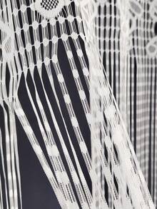 1件白色蕾丝门帘，长流苏，优雅树叶刺绣图案，公主风薄纱短款咖啡帘，适用于厨房、浴室、卧室门口，杆袋式顶部 - 白色 - 查看 9