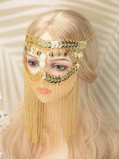 قناع عملة بطراز عربي قطعة واحدة، سلسلة شرابات استوائية، مناسب للأداء المسرحي والتصوير الفوتوغرافي وأحداث المناسبات الاستوائية وإكسسوارات الزي الاستوائي، زي عيد الحب